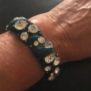 Statement Handmade Teal w Diamond Bracelet